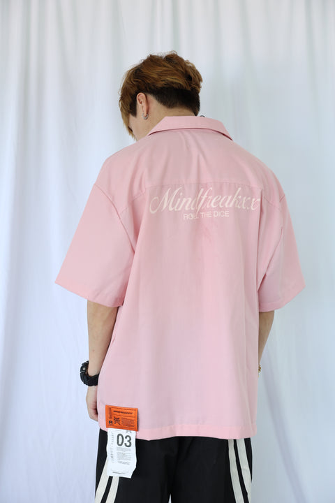 ARTIST WORKWEAR, OVERSIZED CUBAN COLLAR SHIRT (SWEET PINK)