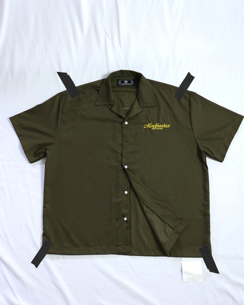 ARTIST WORKWEAR, OVERSIZED CUBAN COLLAR SHIRT (ORC GREEN)