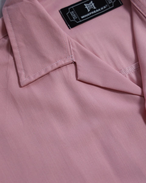 ARTIST WORKWEAR, OVERSIZED CUBAN COLLAR SHIRT (SWEET PINK)