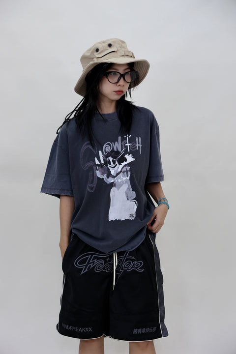 SNOWITCH OVERSIZED TEE (STONE WASHED GREYBLUE)