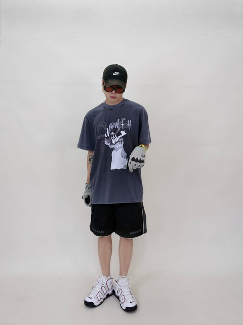 SNOWITCH OVERSIZED TEE (STONE WASHED GREYBLUE)