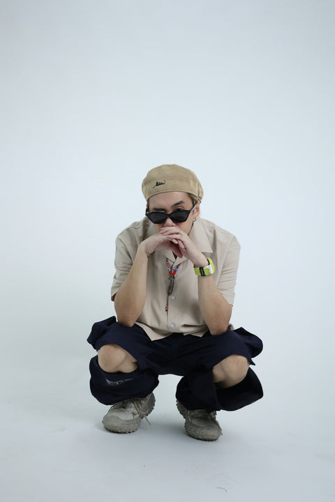 TRIUMPH CREST CAMP COLLAR SHIRT (SAND GOLD)