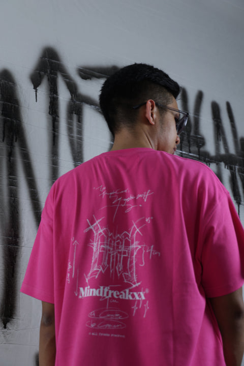 MF MANUSCRIPT SKETCH LOGO OVERSIZED TEE (HOTPINK)