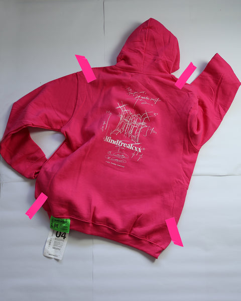 MF MANUSCRIPT SKETCH LOGO, REPLICA VINTAGE HOODIE (BARBIE & ROYAL BLUE)