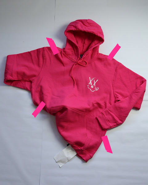 MF MANUSCRIPT SKETCH LOGO, REPLICA VINTAGE HOODIE (BARBIE & ROYAL BLUE)