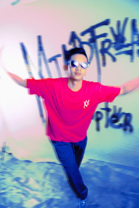 MF MANUSCRIPT SKETCH LOGO OVERSIZED TEE (HOTPINK)