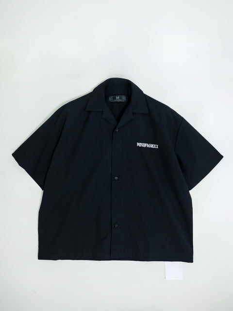 NEWSPAPER CAMP COLLAR SHIRT (BLACK)