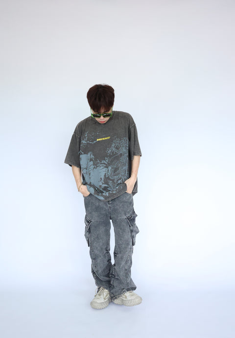 OUROBOROS MYTH OVERSIZED TEE (STONED WASHED GREY)