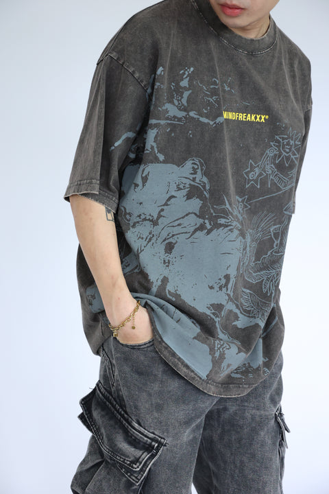OUROBOROS MYTH OVERSIZED TEE (STONED WASHED GREY)