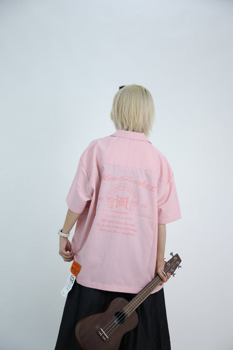 TRIUMPH CREST CAMP COLLAR SHIRT (BLUSH PINK)