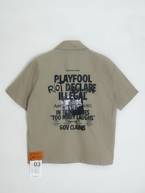 NEWSPAPER CAMP COLLAR SHIRT (KHAKIS)