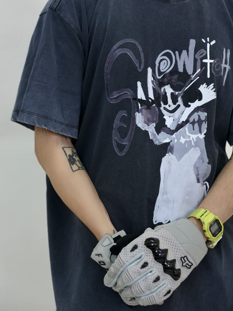 SNOWITCH OVERSIZED TEE (STONE WASHED GREYBLUE)