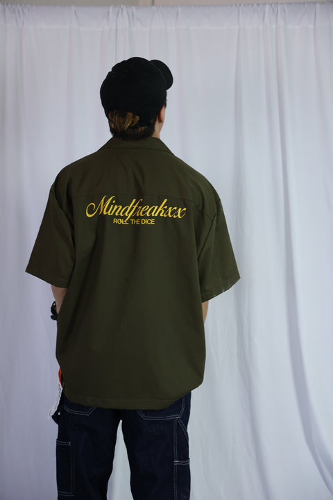 ARTIST WORKWEAR, OVERSIZED CUBAN COLLAR SHIRT (ORC GREEN)