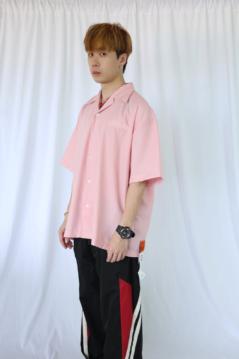 ARTIST WORKWEAR, OVERSIZED CUBAN COLLAR SHIRT (SWEET PINK)