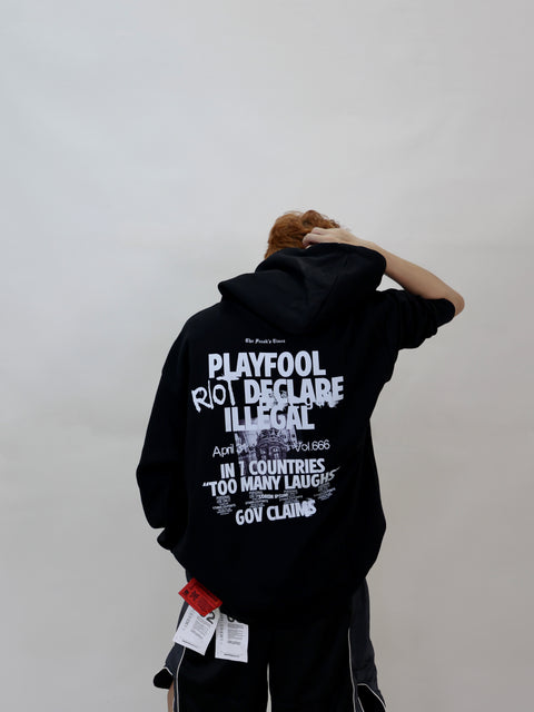 NEWSPAPER HOODIE (BLACK)
