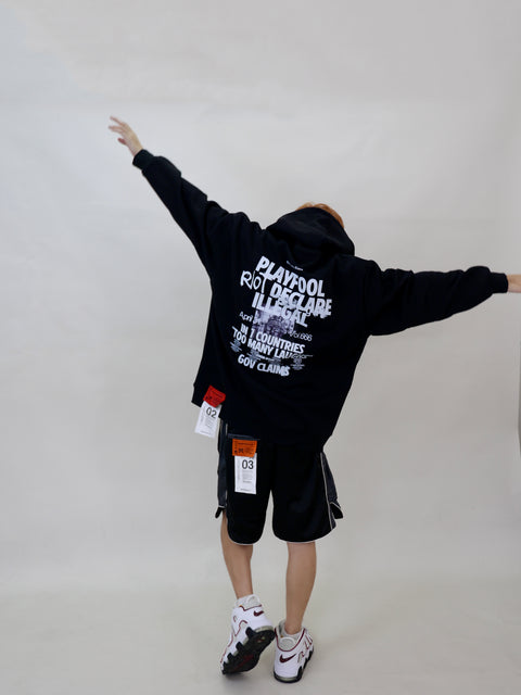 NEWSPAPER HOODIE (BLACK)