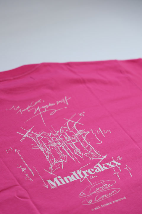 MF MANUSCRIPT SKETCH LOGO OVERSIZED TEE (HOTPINK)