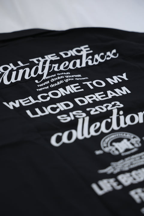 LUCID DREAM SHIRT, OVERSIZED CUBAN COLLAR SHIRT (BORING BLACK)