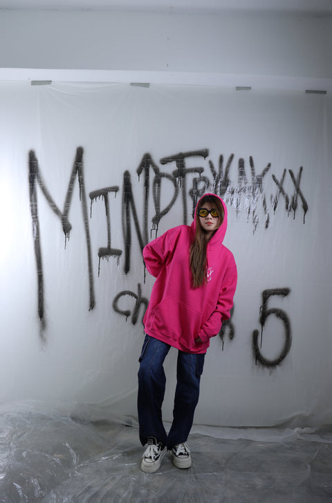 MF MANUSCRIPT SKETCH LOGO, REPLICA VINTAGE HOODIE (BARBIE & ROYAL BLUE)