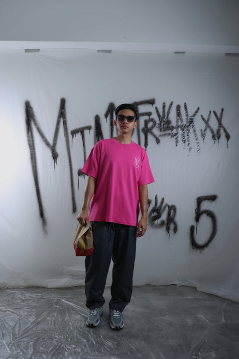 MF MANUSCRIPT SKETCH LOGO OVERSIZED TEE (HOTPINK)