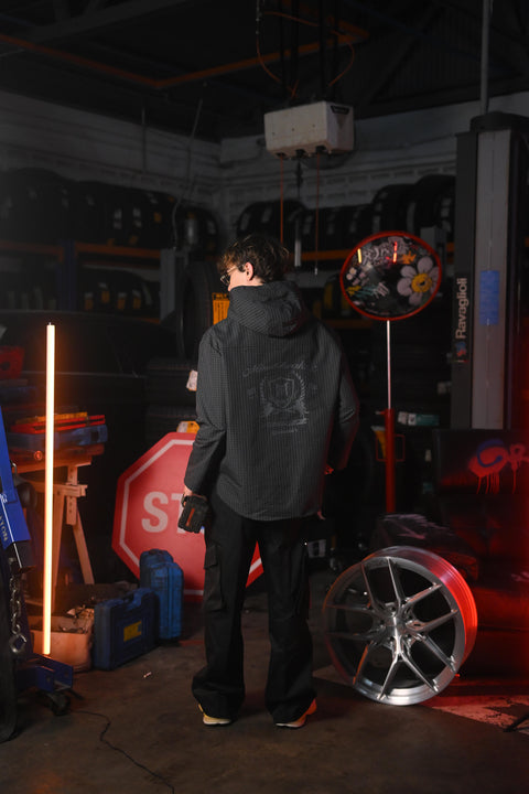 HYBRID TANG HOODED FLANNEL (GREY BLACK)