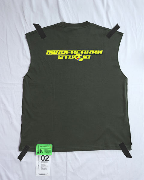 NEW WORLD ORDER, OVERSIZED SLEEVELESS TEE (ALIEN GREEN)
