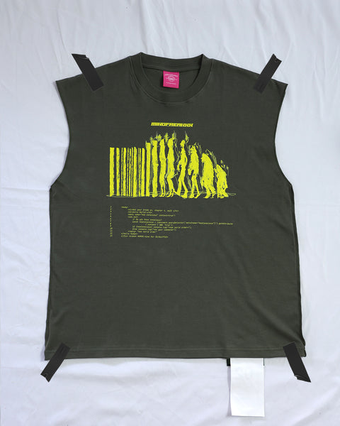 NEW WORLD ORDER, OVERSIZED SLEEVELESS TEE (ALIEN GREEN)